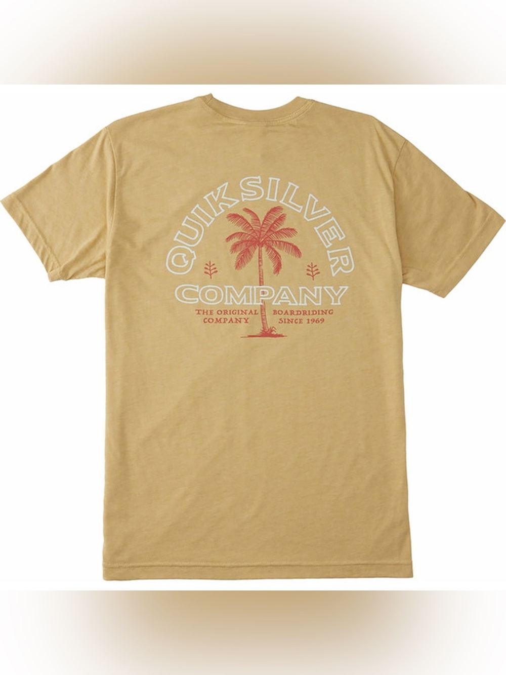 ⭐️Quiksilver Tan Short Sleeve Tee with Red Palm Logo⭐️